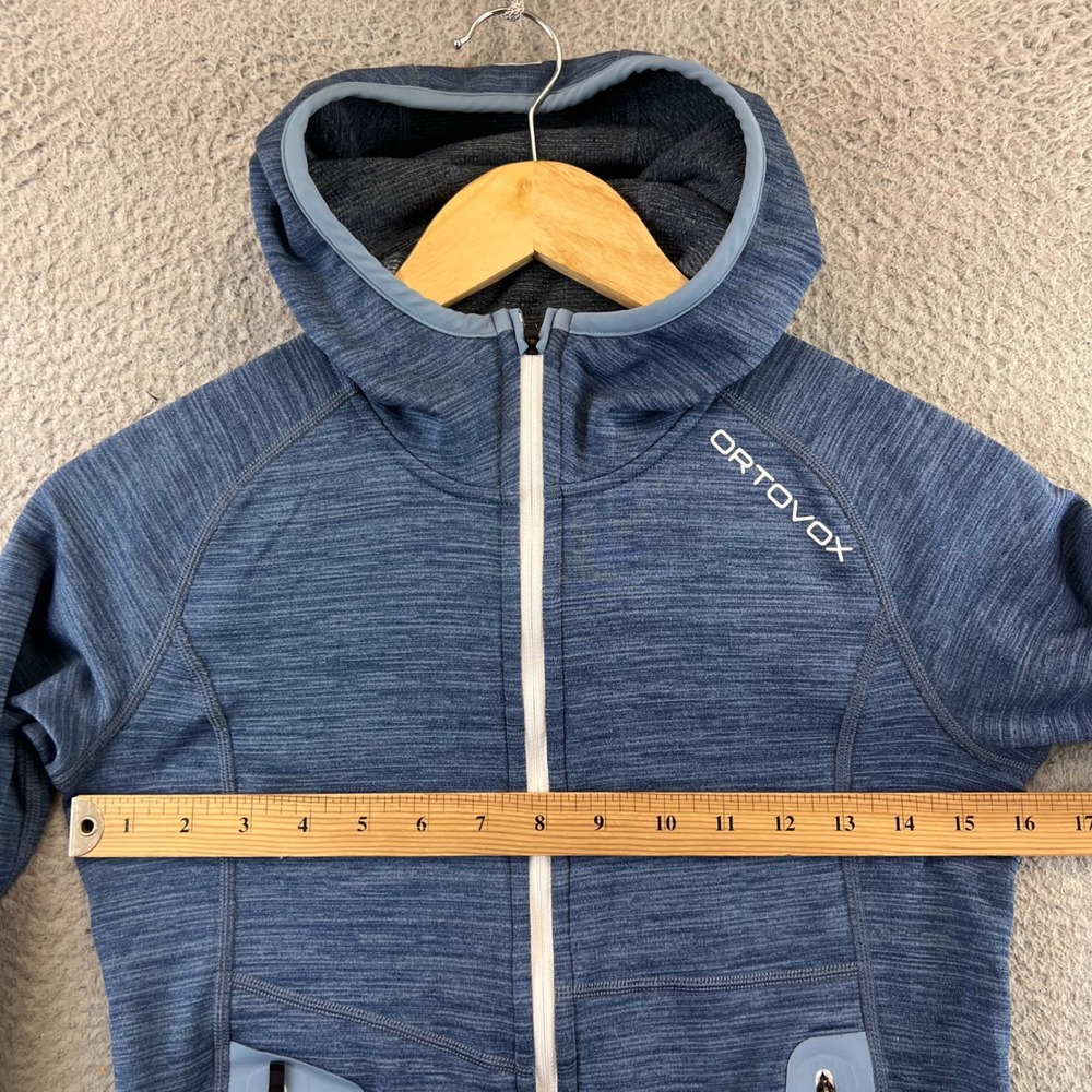ORTOVOX Fleece Hooded Full Zip Jacket Blue Heathered Women's Small Outdoor - Picture 9 of 11
